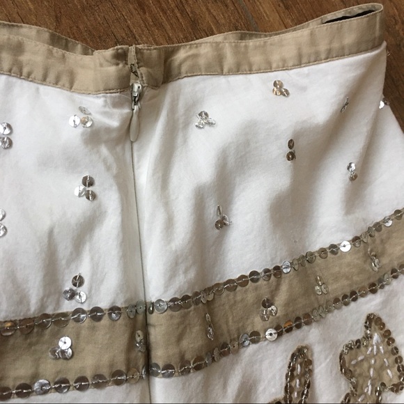 BCBGMAXAZRIA tan & white sequence skirt - Picture 5 of 8